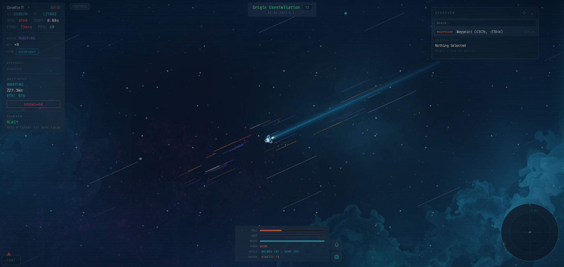 Ship warping across the void