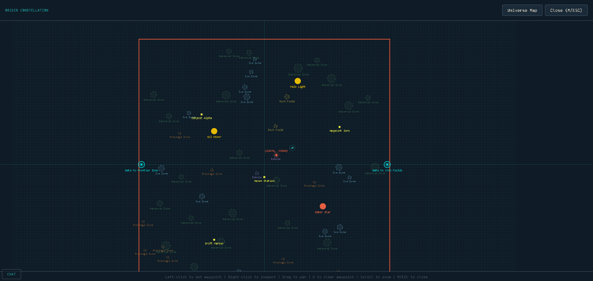 Constellation map and waypoints